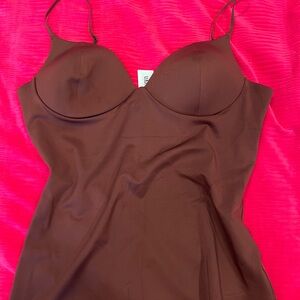 Zara Chocolate Brown Spaghetti Strap Dress
